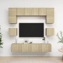 8-teiliges Wohnzimmermöbelset aus Sonoma-Eiche von vidaXL, TV-Möbel - Ref: Foro24-3079006, Preis: 247,31 €, Rabatt: %