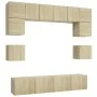 8-teiliges Wohnzimmermöbelset aus Sonoma-Eiche von vidaXL, TV-Möbel - Ref: Foro24-3079006, Preis: 252,97 €, Rabatt: %