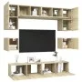 8-teiliges Wohnzimmermöbelset aus Sonoma-Eiche von vidaXL, TV-Möbel - Ref: Foro24-3079006, Preis: 252,97 €, Rabatt: %