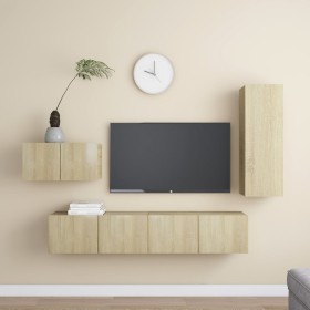 Wohnzimmer-TV-Möbelset, 4-teilig, Holzwerkstoff, Sonoma-Eiche von vidaXL, TV-Möbel - Ref: Foro24-3078993, Preis: 155,32 €, Ra...