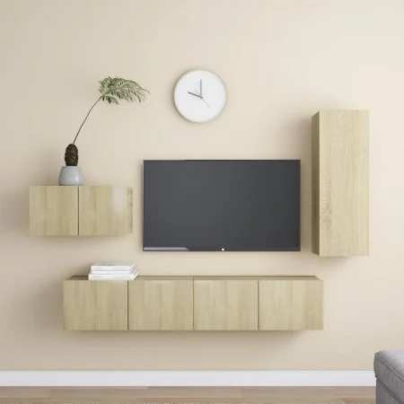 Set de muebles salón TV 4 pzas madera ingeniería roble Sonoma de vidaXL, Muebles TV - Ref: Foro24-3078993, Precio: 157,68 €, ...
