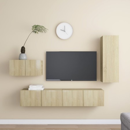 Wohnzimmer-TV-Möbelset, 4-teilig, Holzwerkstoff, Sonoma-Eiche von vidaXL, TV-Möbel - Ref: Foro24-3078993, Preis: 155,52 €, Ra...