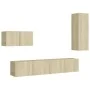 Set de muebles salón TV 4 pzas madera ingeniería roble Sonoma de vidaXL, Muebles TV - Ref: Foro24-3078993, Precio: 157,68 €, ...