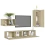 Set de muebles salón TV 4 pzas madera ingeniería roble Sonoma de vidaXL, Muebles TV - Ref: Foro24-3078993, Precio: 157,68 €, ...