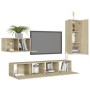 Wohnzimmer-TV-Möbelset, 4-teilig, Holzwerkstoff, Sonoma-Eiche von vidaXL, TV-Möbel - Ref: Foro24-3078993, Preis: 155,52 €, Ra...