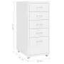 White metal mobile filing cabinet 28x41x69 cm by vidaXL, Filing cabinets - Ref: Foro24-335913, Price: 86,71 €, Discount: %