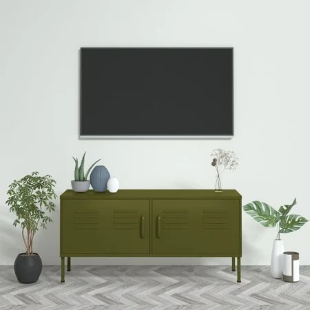 Olivgrüner TV-Schrank aus Stahl, 105 x 35 x 50 cm von vidaXL, TV-Möbel - Ref: Foro24-336225, Preis: 148,13 €, Rabatt: %