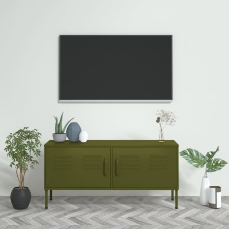 Olivgrüner TV-Schrank aus Stahl, 105 x 35 x 50 cm von vidaXL, TV-Möbel - Ref: Foro24-336225, Preis: 134,90 €, Rabatt: %