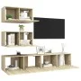 4-teiliges Wohnzimmermöbel-Set aus Sonoma-Eiche von vidaXL, TV-Möbel - Ref: Foro24-3079025, Preis: 152,81 €, Rabatt: %
