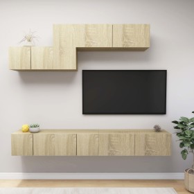 TV-Lounge-Möbel-Set 6-teilig Sonoma Eiche Ingenieurholz von vidaXL, TV-Möbel - Ref: Foro24-3079045, Preis: 202,34 €, Rabatt: %