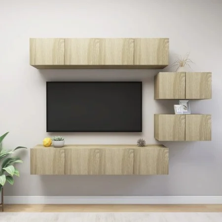 6-teiliges Wohnzimmermöbelset aus Sonoma-Eiche von vidaXL, TV-Möbel - Ref: Foro24-3079041, Preis: 241,92 €, Rabatt: %