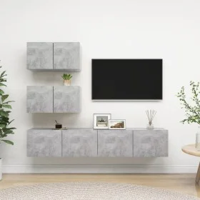 Set muebles de salón TV 7 pzas madera ingeniería gris hormigón de vidaXL, Muebles TV - Ref: Foro24-3079130, Precio: 135,81 €,...