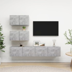 Set muebles de salón TV 7 pzas madera ingeniería gris hormigón de vidaXL, Muebles TV - Ref: Foro24-3079130, Precio: 134,73 €,...