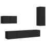 4-piece black engineered wood TV living room furniture set by vidaXL, TV Furniture - Ref: Foro24-3078783, Price: 164,27 €, Di...