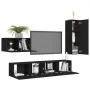 4-teiliges TV-Wohnzimmermöbelset aus schwarzem Holzwerkstoff von vidaXL, TV-Möbel - Ref: Foro24-3078783, Preis: 164,27 €, Rab...