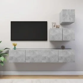 Wohnzimmermöbel-Set 4-teilig betongraues Holzwerkstoff von vidaXL, TV-Möbel - Ref: Foro24-3079155, Preis: 115,89 €, Rabatt: %