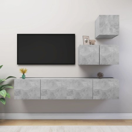 Wohnzimmermöbel-Set 4-teilig betongraues Holzwerkstoff von vidaXL, TV-Möbel - Ref: Foro24-3079155, Preis: 123,17 €, Rabatt: %