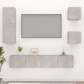 Set de muebles de TV 5 pzas madera contrachapada gris hormigón