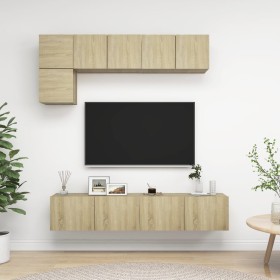 Set muebles de salón TV 5 pzas madera ingeniería roble Sonoma