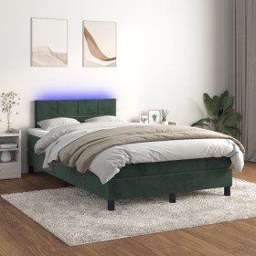 Cama box spring colchón y LED terciopelo verde oscuro 120x200cm Cama box spring colchón y LED terciopelo verde oscuro 120x200cm