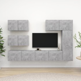 Living room TV set, 6 pieces, engineered wood, gray concrete. by vidaXL, TV Furniture - Ref: Foro24-3079135, Price: 216,63 €,...