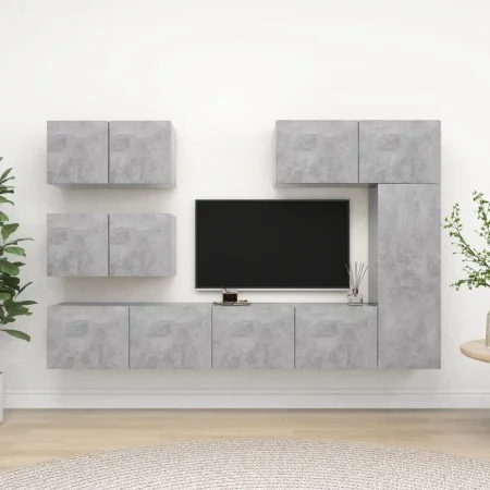 Set muebles de salón TV 6 pzas madera ingeniería gris hormigón de vidaXL, Muebles TV - Ref: Foro24-3079135, Precio: 217,64 €,...