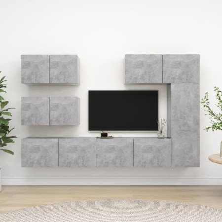 TV-Lounge-Möbel-Set 6-teilig Holztechnik grau Beton von vidaXL, TV-Möbel - Ref: Foro24-3079135, Preis: 216,63 €, Rabatt: %