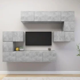 Set muebles de salón TV 8 pzas madera ingeniería gris hormigón de vidaXL, Muebles TV - Ref: Foro24-3079143, Precio: 247,72 €,...
