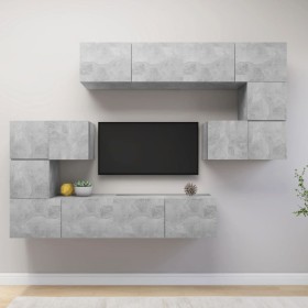 TV-Wohnzimmermöbel-Set, 8-teilig, Betongrau, Holzwerkstoff von vidaXL, TV-Möbel - Ref: Foro24-3079143, Preis: 249,27 €, Rabat...