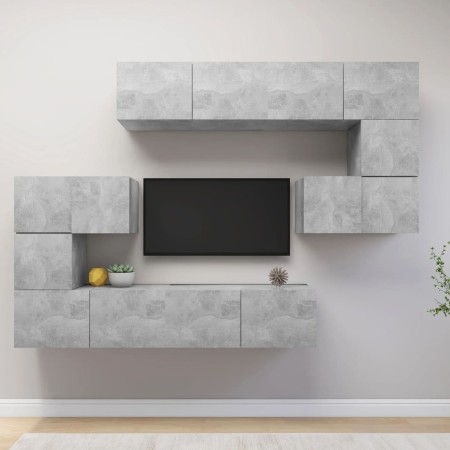 TV living room furniture set 8 pieces concrete gray engineered wood by vidaXL, TV Furniture - Ref: Foro24-3079143, Price: 249...