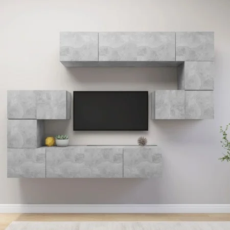 TV living room furniture set 8 pieces concrete gray engineered wood by vidaXL, TV Furniture - Ref: Foro24-3079143, Price: 247...