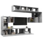 TV living room furniture set 8 pieces concrete gray engineered wood by vidaXL, TV Furniture - Ref: Foro24-3079143, Price: 249...
