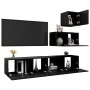 4-piece black engineered wood TV living room furniture set by vidaXL, TV Furniture - Ref: Foro24-3078840, Price: 145,68 €, Di...