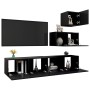 4-teiliges TV-Wohnzimmermöbelset aus schwarzem Holzwerkstoff von vidaXL, TV-Möbel - Ref: Foro24-3078840, Preis: 142,91 €, Rab...