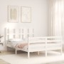 Weißer Massivholzbettrahmen mit Kopfteil 140x200 cm von vidaXL, Betten und Lattenroste - Ref: Foro24-3194117, Preis: 138,62 €...