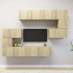 TV-Möbelset 8-teilig Sonoma-Eichensperrholz von vidaXL, TV-Möbel - Ref: Foro24-3079038, Preis: 278,86 €, Rabatt: %