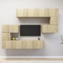 TV-Möbelset 8-teilig Sonoma-Eichensperrholz von vidaXL, TV-Möbel - Ref: Foro24-3079038, Preis: 265,96 €, Rabatt: %