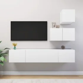 4-teiliges TV-Wohnzimmermöbelset aus weißem Holzwerkstoff von vidaXL, TV-Möbel - Ref: Foro24-3078735, Preis: 148,20 €, Rabatt: %