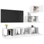 4-teiliges TV-Wohnzimmermöbelset aus weißem Holzwerkstoff von vidaXL, TV-Möbel - Ref: Foro24-3078735, Preis: 148,20 €, Rabatt: %