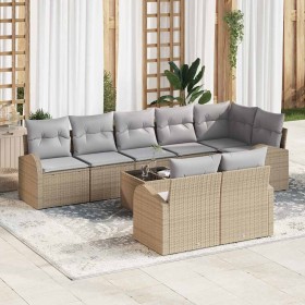 Conjunto de sofá de jardín Manual 9 pcs Beige 55 x 55 x 37 cm