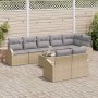 Conjunto de sofá de jardín Manual 9 pcs Beige 55 x 55 x 37 cm