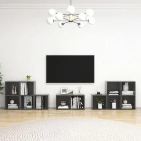 Living room furniture set, 8 pieces, engineered wood, glossy gray. by vidaXL, TV Furniture - Ref: Foro24-3080068, Price: 182,...