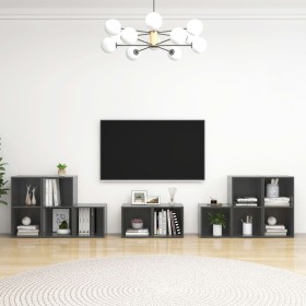 Wohnzimmermöbel 8 Stück glänzend grau Holzwerkstoff von vidaXL, TV-Möbel - Ref: Foro24-3080068, Preis: 184,88 €, Rabatt: %