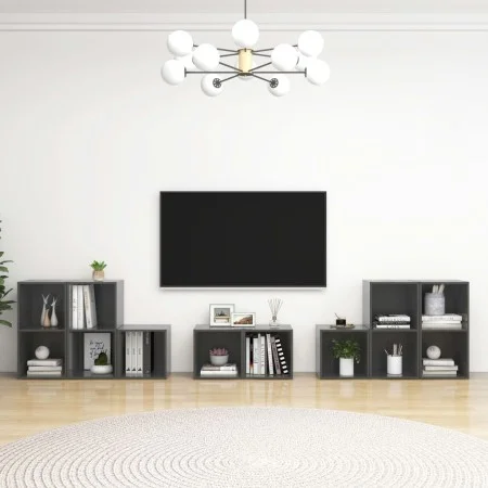 Wohnzimmermöbel 8 Stück glänzend grau Holzwerkstoff von vidaXL, TV-Möbel - Ref: Foro24-3080068, Preis: 182,65 €, Rabatt: %