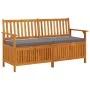 Solid acacia wood storage bench with cushion 148 cm by vidaXL, garden benches - Ref: Foro24-316740, Price: 274,38 €, Discount: %