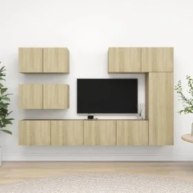 Living room TV furniture set, 6 pieces, engineered wood, Sonoma oak. by vidaXL, TV Furniture - Ref: Foro24-3079030, Price: 23...
