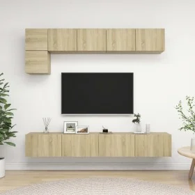 TV-Wände 5 Stück Spanplatte Sonoma-Eiche von vidaXL, TV-Möbel - Ref: Foro24-3079009, Preis: 197,97 €, Rabatt: %