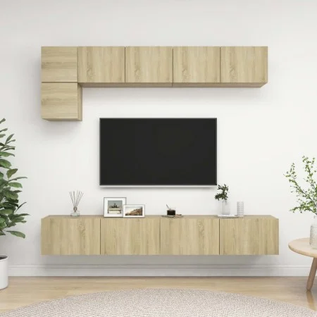 TV-Wände 5 Stück Spanplatte Sonoma-Eiche von vidaXL, TV-Möbel - Ref: Foro24-3079009, Preis: 197,97 €, Rabatt: %