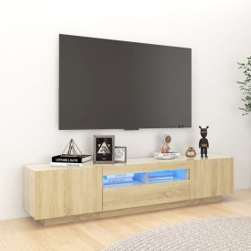 Armario TV con luces LED color roble Sonoma 180x35x40 cm