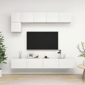 Set de muebles de salón TV 5 piezas madera de ingeniería blanco de vidaXL, Muebles TV - Ref: Foro24-3078694, Precio: 252,33 €...